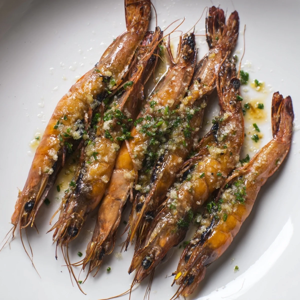 Golden-brown pan-seared scallops glistening with garlic butter, sprinkled with vibrant fresh parsley.