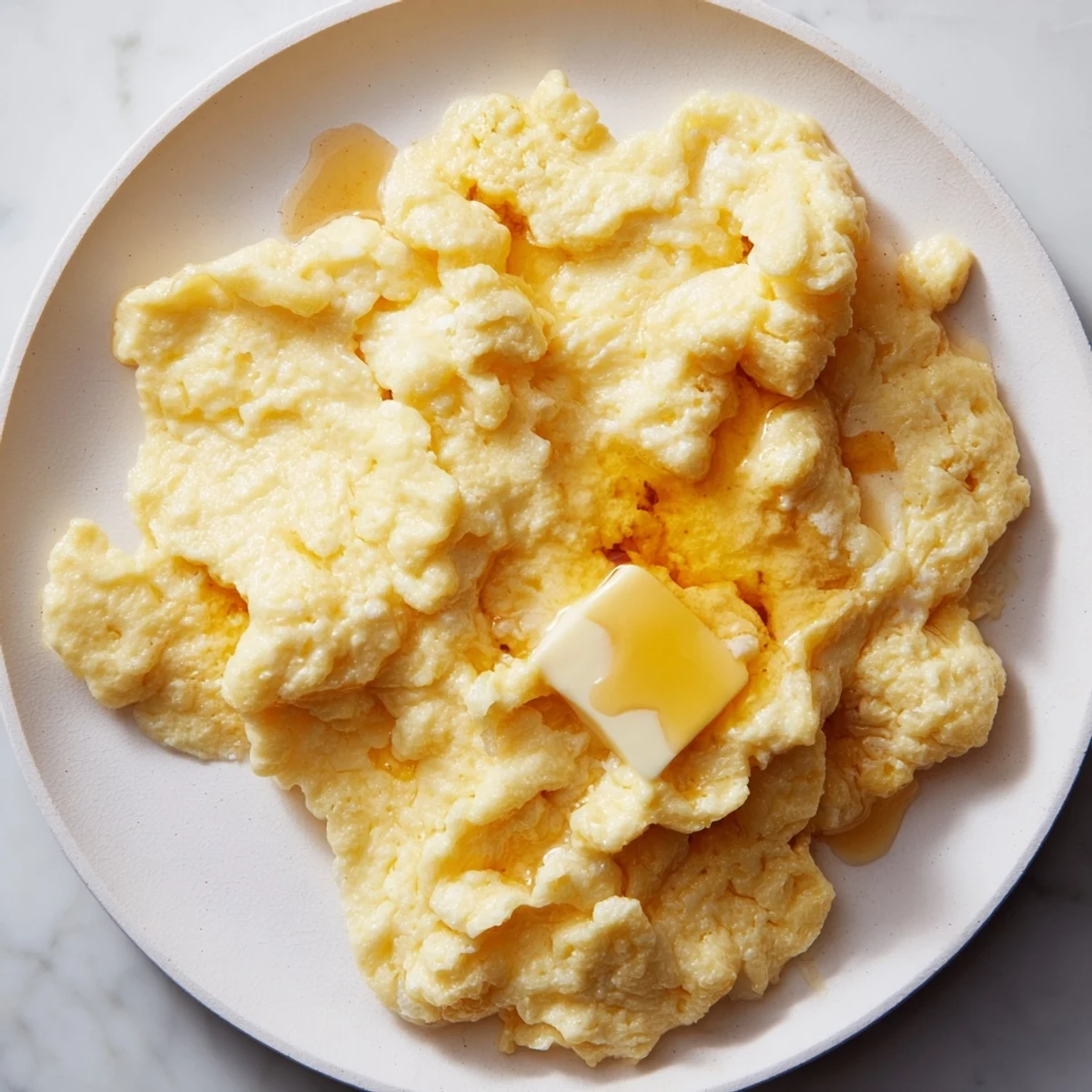 Golden, fluffy scrambled pancakes cooked in a skillet, perfect for a cozy American breakfast start.