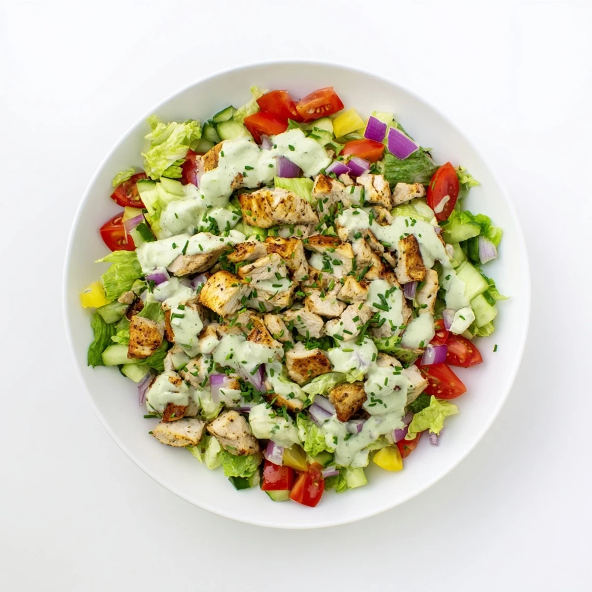 Hearty gluten-free avocado ranch chicken salad with tender chicken, crunchy celery, and a drizzle of herbaceous dressing.