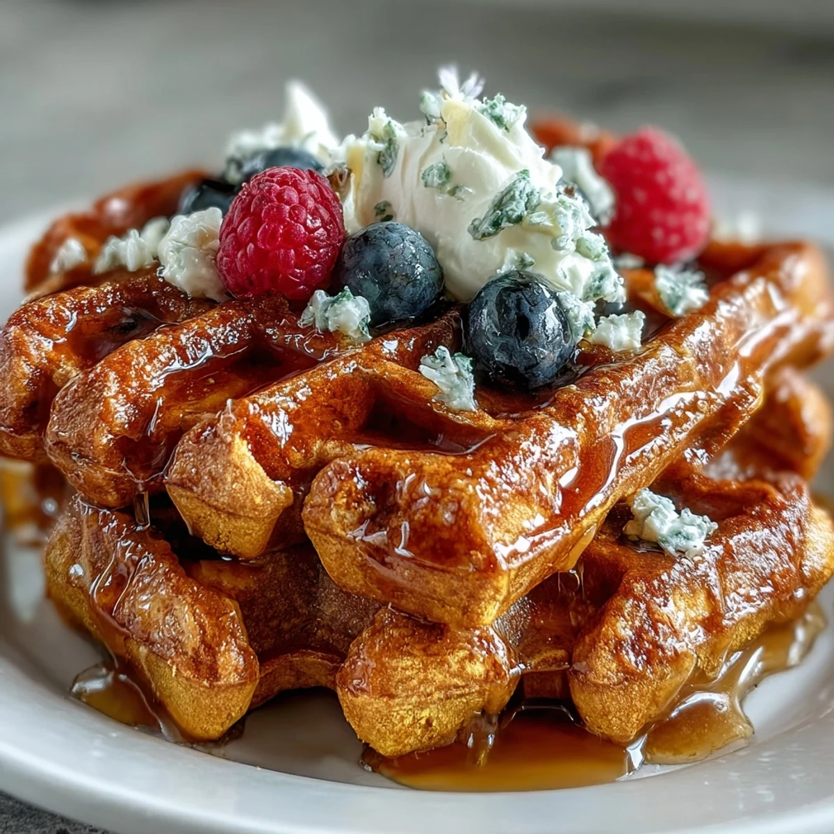 Sizzling Anti-Inflammatory Adaptogenic Turmeric Waffles with fluffy interior and crisp golden edges from the waffle iron.  