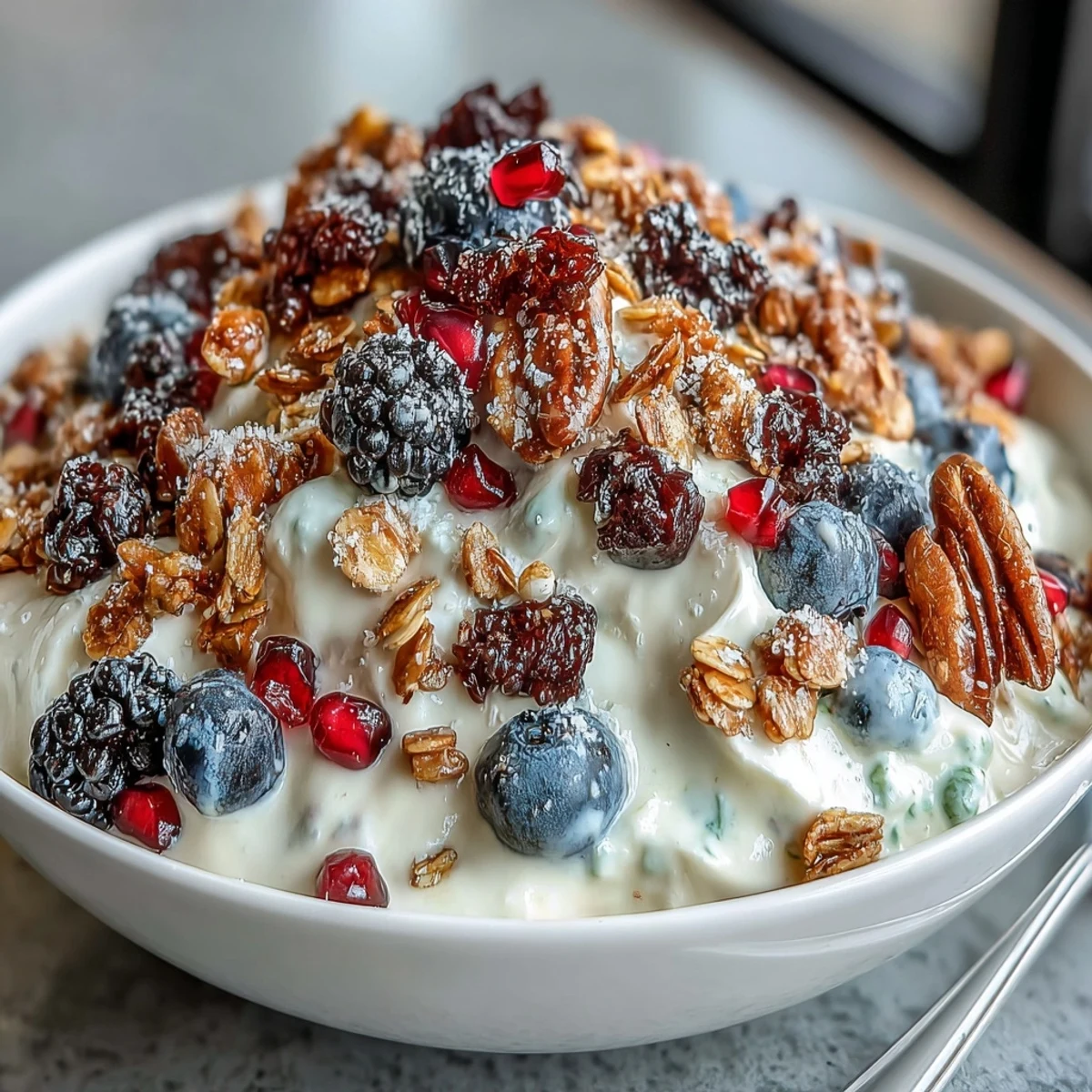 Enjoy this healthy breakfast featuring yogurt, berries, and fragrant spiced crunch.