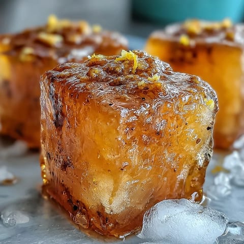 Chilled, zesty wellness cubes with ginger and turmeric, perfect for smoothies.