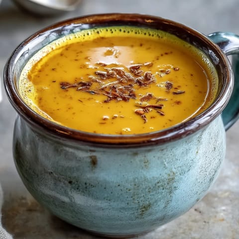 Golden milk with turmeric, ginger, and frothy spices, perfect for a healthy boost.