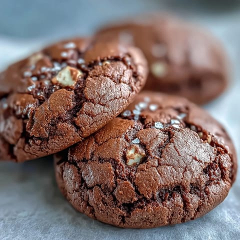 A close-up shows chewy Hojicha Brownie Cookies with a fudgy center and creamy white chocolate melting within.