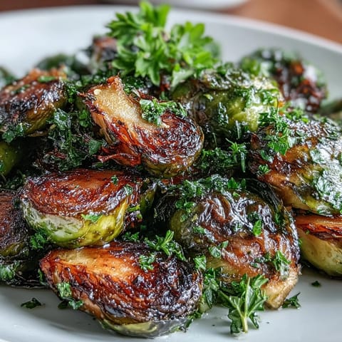 Golden roasted Brussels sprouts with fresh herbs, lemon zest, and crunchy toasted almonds.  