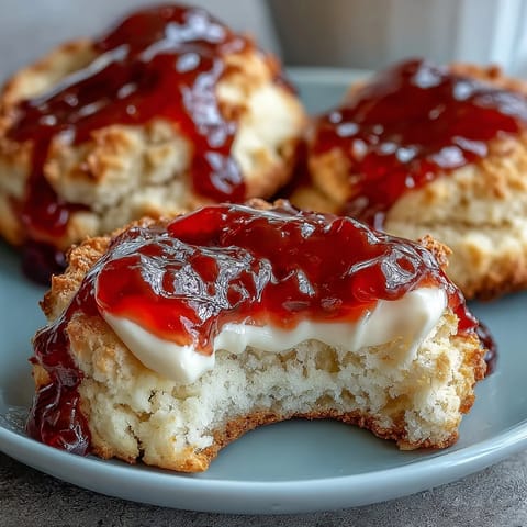 Buttery thumbprint cookies filled with rich clotted cream and sweet strawberry jam, perfect for teatime or dessert.  