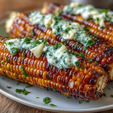 Freshly microwaved corn on the cob drizzled with rich garlic butter and sprinkled with parsley for a quick, flavorful side dish.