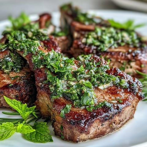 Savory lamb rib chops seared to perfection and brightened with zesty mint and parsley gremolata.