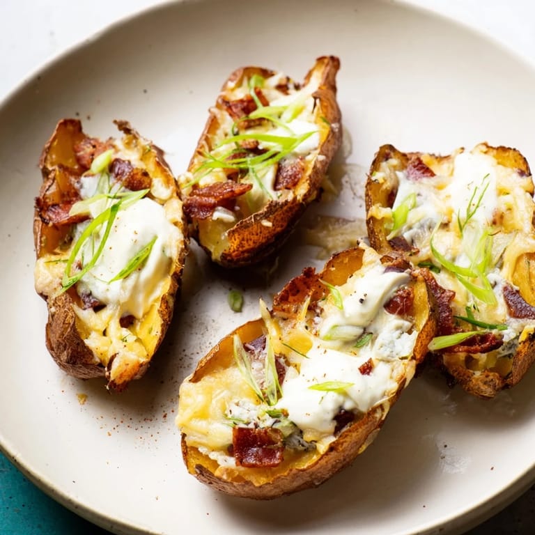 Imagine the perfectly golden Air-Fryer Potato Skins, topped with cool sour cream, chives, and crispy bacon bits.