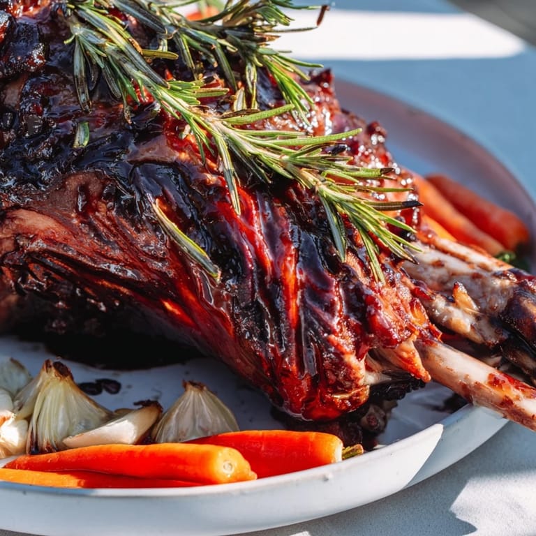 Tender slow-roasted lamb shanks; rosemary and garlic perfume a delicious Mediterranean meal, perfect for a special dinner.