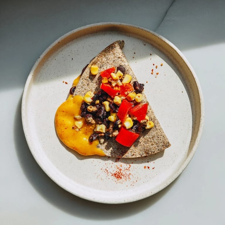 Freshly made Quick Black Bean and Corn Quesadillas with a beautiful, crispy tortilla texture and full of flavor.