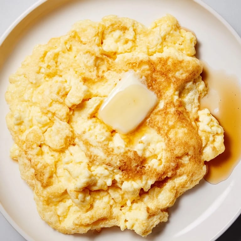 Imagine the texture: These delicious one-bowl scrambled pancakes have a lightly rustic golden-brown color.
