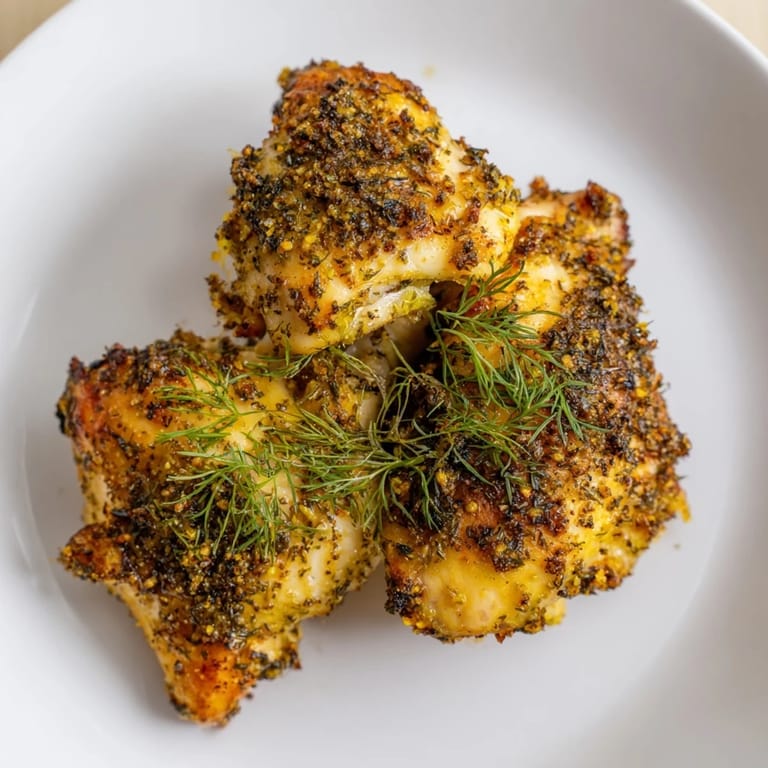 A close-up of delicious pickle ranch chicken, wonderfully seasoned and served after baking.