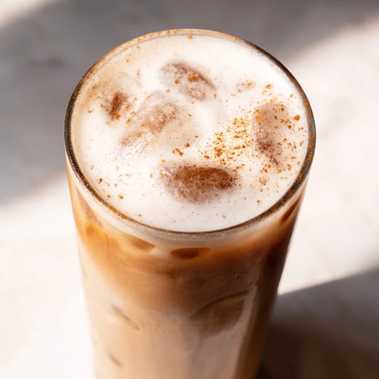 A close-up view highlights the amber iced chai tea and velvety white cold foam, perfect for serving alongside your favorite biscotti or cookies.