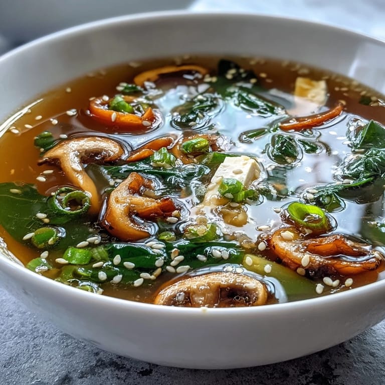 Ginger-Miso Winter Soup simmers in a pot, featuring tender napa cabbage, carrots, and shiitake mushrooms in a golden broth.