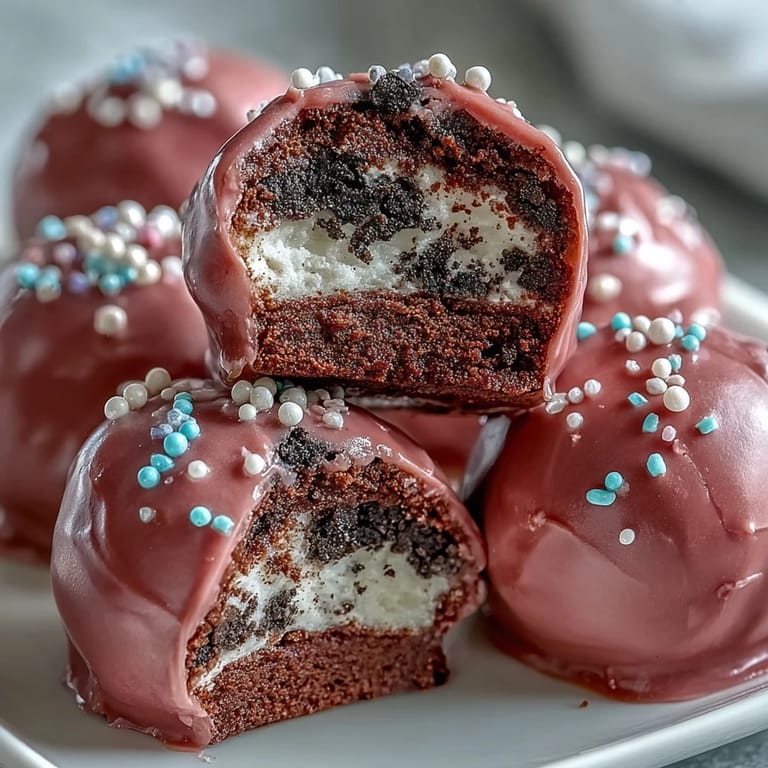 These chilled Oreo Truffle Balls feature a pastel pink shell that snaps to reveal a rich, creamy filling.