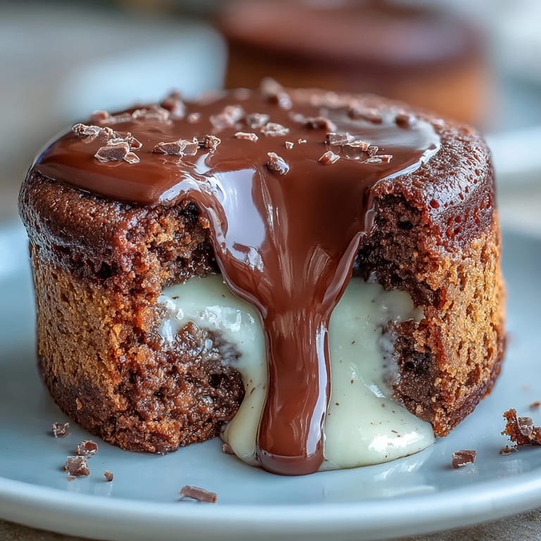 Individual Hojicha Lava Cake served à la mode with a scoop of vanilla ice cream.