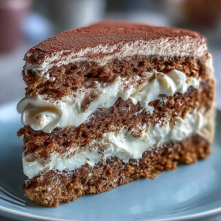 Just baked Fluffy Hojicha Cake, showing a tender, light brown crumb and delicate tea dusting, served on a rustic wooden board.
