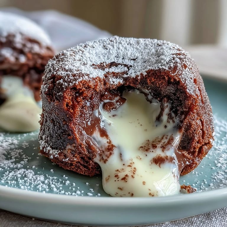 Decadent individual Hojicha White Chocolate Lava Cakes in ramekins, ready to be inverted with a golden, tender crumb and earthy aroma.