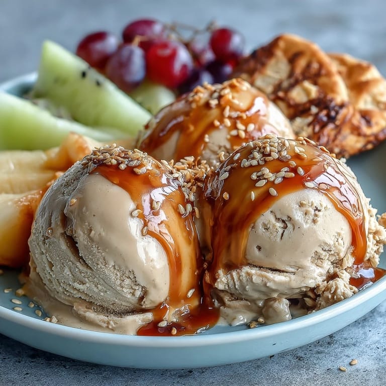 Scoops of nutty Hojicha Ice Cream in a white bowl, showcasing a rich roasted green tea dessert.