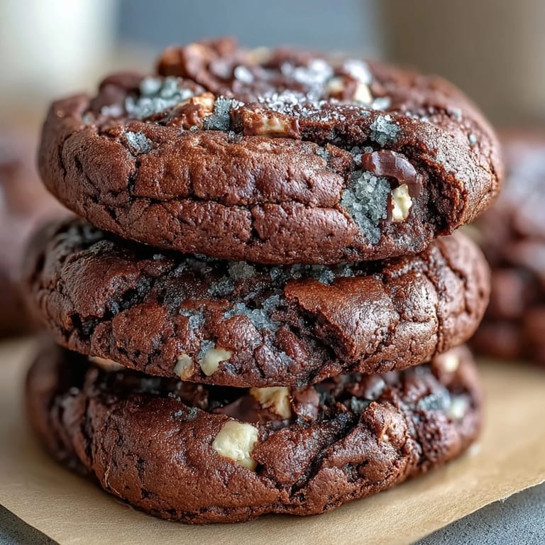 Freshly baked Hojicha Brownie Cookies arranged on a cooling rack next to a steaming cup of hojicha tea.