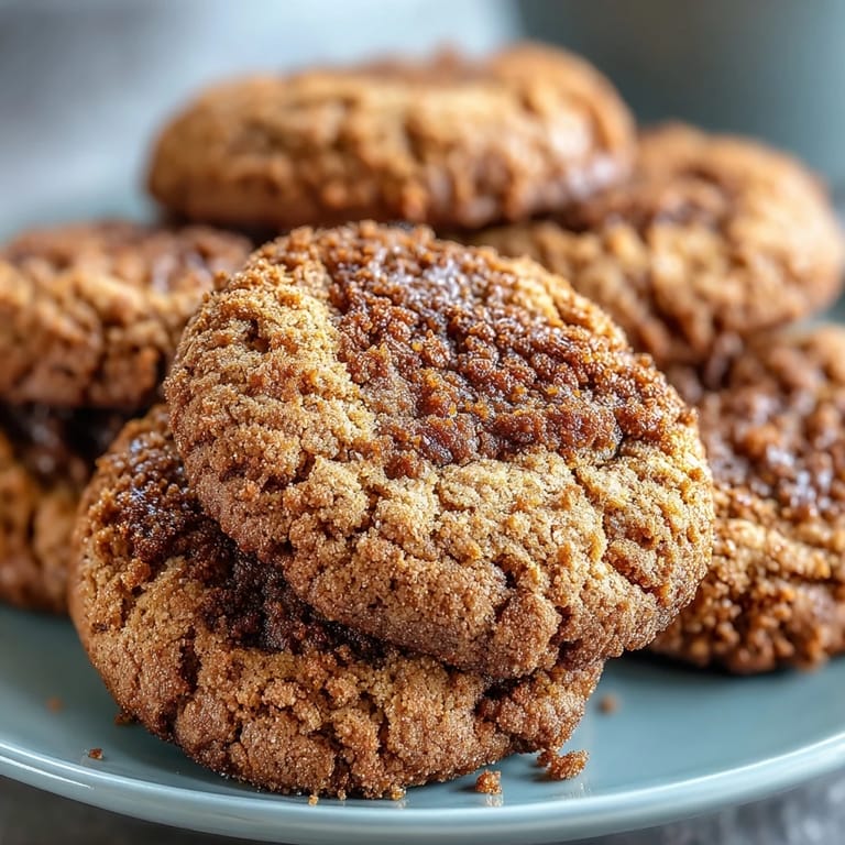 Warm Hojicha Brown Butter Cookies with cracked tops and caramelized edges, resting on parchment paper next to a bowl of hojicha powder.