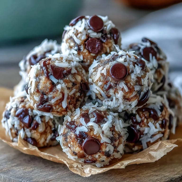 Easy no-bake Moose Bites on a parchment-lined tray, showcasing their irresistible chocolate and coconut texture.
