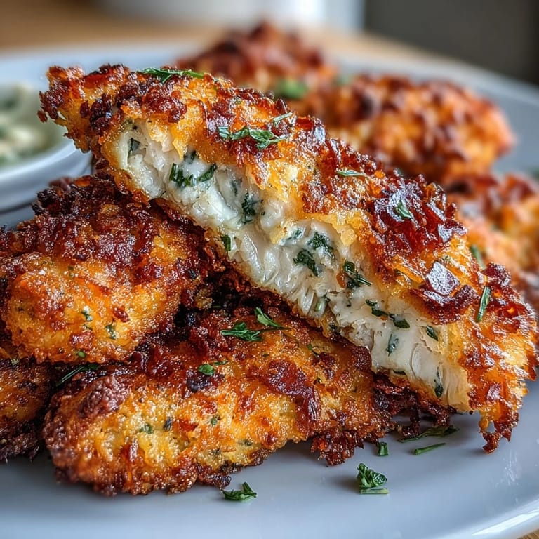 Freshly baked Crispy Panko Ranch Chicken Tenders are displayed on a plate, ready to be dipped into a creamy ranch sauce.