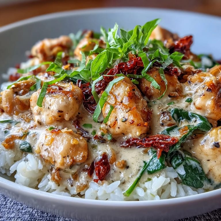 Tender long-grain rice absorbs rich chicken broth and savory herbs in this one-pan Tuscan skillet meal.