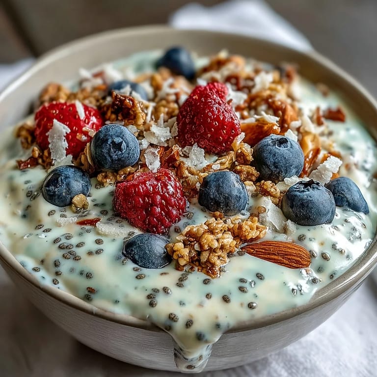 Refreshing Berry Greek Yogurt Smoothie Bowl featuring frozen fruit base and nutritious toppings like granola and fresh berries.