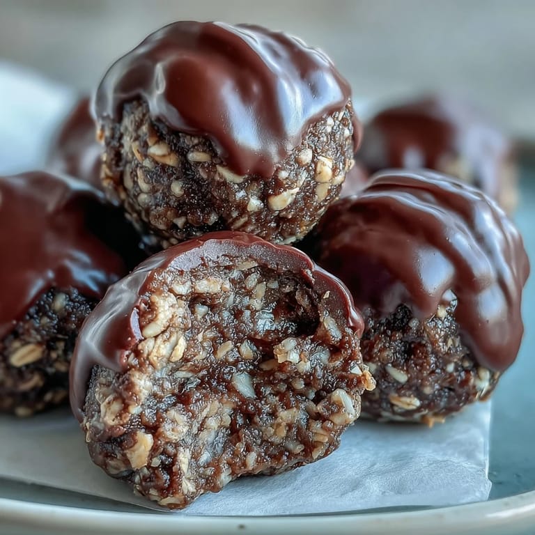 Tasty no-bake vegan protein balls with rich chocolate and creamy peanut butter, ideal for post-workout energy.