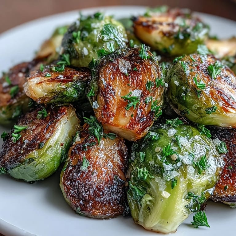 Aromatic Brussels sprouts tossed with thyme, parsley, and lemon, then roasted and topped with golden almonds for crunch.