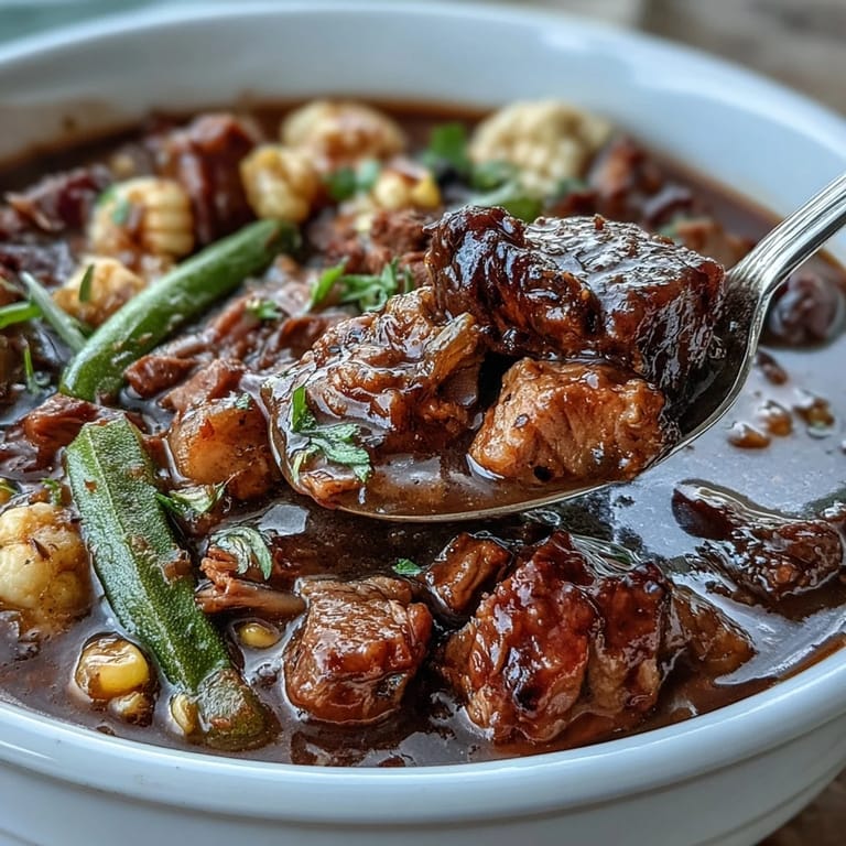 Classic Kentucky Derby Burgoo Stew, a deeply flavorful and comforting party centerpiece.
