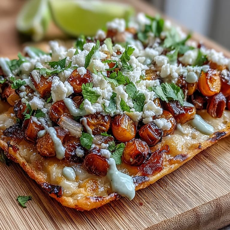 Tangy jalapeño crema crowns this delicious Street Corn Flatbread, ready for celebrations.