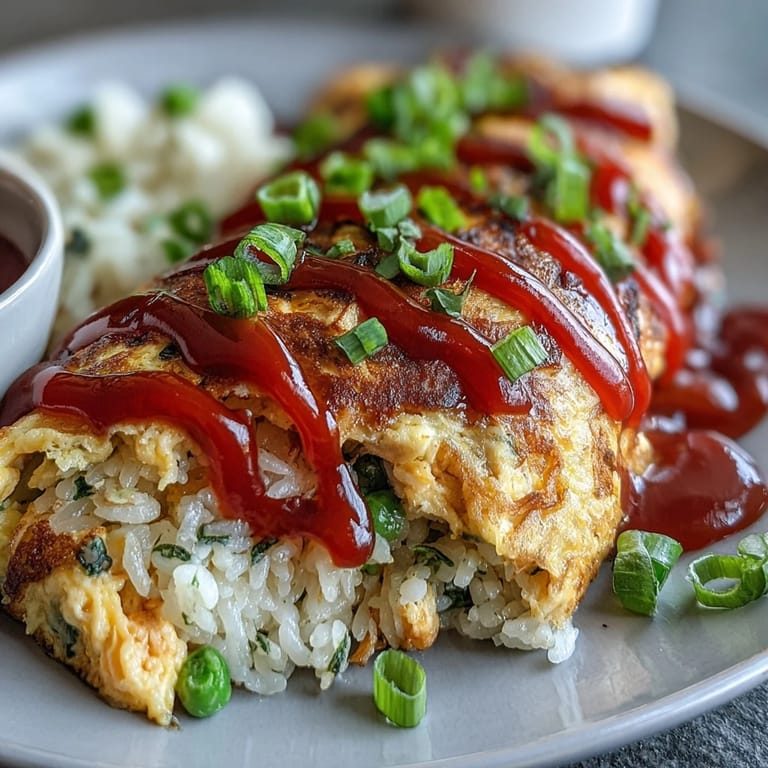 Fluffy Japanese Omurice with tender ketchup rice and a silky egg blanket, ready to impress.
