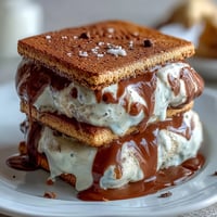 Creamy vanilla bean ice cream sandwiched between rich espresso cookies, a frozen treat inspired by the classic frappuccino flavor combination.